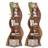 Tribesigns Corner Shelf, Modern 5-Tier Wall Corner Bookshelf, Stylish Corner Small Bookcase Storage Rack Plant Stand