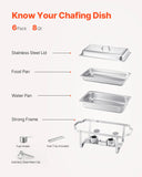 SucceBuy 8 Qt 4/6 Pack Chafing Dish Buffet Set Stainless Steel Chafer Rectangle Catering Warmer