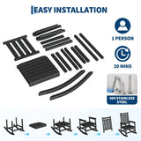 HDPE Rocking Chair Outdoor Set of 2 with Side Table - Poly High Back Porch Rocker Chairs for Adults - All Weather Resistant Furniture for Patio
