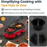 Double Small Slow Cooker Buffet Server and Warmer with 2 Mini Pots