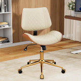 Home Office Desk Chair with Swivel Wheels, Modern PU Leather Armless Office Chair