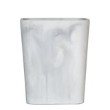 Faux Marble Trash Can for Kitchen or Bathroom Use, Elegant White Finish