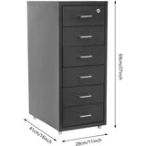 6 Drawer File Cabinet with Lock, Vertical Filing Storage Cabinets with Wheels