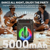 JYX Karaoke Machine with 2 UHF Wireless Microphones, Bluetooth Speaker with Bass/Treble/Echo Adjustment & LED Light