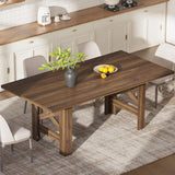 Dining Table for 6-8, 71" Long Large Wooden Farmhouse Kitchen Table