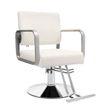 360° Rotatable Barber Chair Adjustable Hair Salon Chair White Stylist Chair for Hair Salon