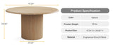 LITTLE TREE 47" Round Dining Table for 4, Farmhouse Kitchen Table