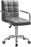 Furmax Mid-Back Office Task Chair Ribbed PU Leather Executive Chair Modern Adjustable