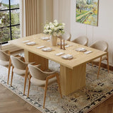 6-8 Seater Rustic Dining Table with Natural Wood Slat Base, Perfect for Family Meals