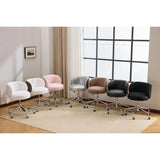 Compact Swivel Desk Chair with Wheels, Ergonomic Low-Back Support for Vanity