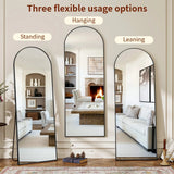 59"x 16" Arched Full Length Mirror Full Body Floor Mirrors, Black