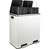 AOOU 16 Gallon Stainless Steel Trash Can, 60L Dual Compartment, Metal Kitchen Step Recycle Bin