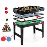 4-In-1 Combo Game Table Set with Football Billiards Ice Hockey Table Tennis