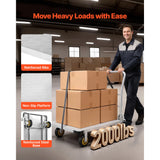 SucceBuy 2000 lbs Platform Truck Steel Flatbed Cart with Swivel Wheels & Handle Foldable Hand Push Dolly