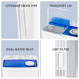 Portable washing machine for dorms, apartments, RVs: twin tub, 28lbs capacity, semi-automatic,