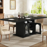 63" Rectangle Dining Table Seats 4-6 Faux Marble Top Storage Shelves Cabinet Kitchen Home Apartment White