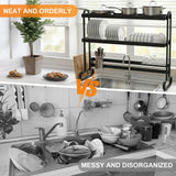 Over Sink Dish Drying Rack with Utensil Holder Household Dishes Strainers