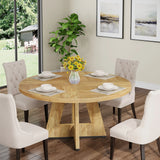 Tribesigns Round Dining Table for 4, 47 Inch Farmhouse Kitchen Table Small Dinner Table
