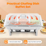 3 Pan Food Warmer, Stainless Steel Chafing Dish Buffet Set, Rectangular Catering Warmer