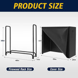 4ft Firewood Log Rack with Cover for Outdoor, Heavy Duty Steel Wood Storage
