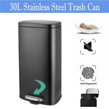 8 Gallon / 30L Step Trash Can, Stainless Steel Garbage Bin Removable