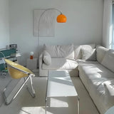 Nordic Simple Floor Lamp with Orange Acrylic Shade for Living Room
