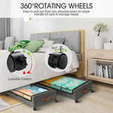 Underbed Shoe Organizer, Rolling Metal Drawers w/ Wheels for Clothes