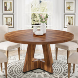 Tribesigns Round Dining Table for 4, 47 Inch Farmhouse Kitchen Table Small Dinner Table