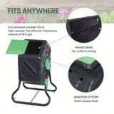 Plastic 18.5 Gallon Compost Tumbler Bin Tumbling Fertilizer Composter For Garden