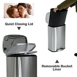 Trash Can, Brushed Stainless Steel Kitchen Trash Can with Soft-close Lid