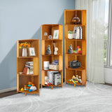 Corner Bamboo Bookcase,3/4/5 Tiers Brown A-Shaped Freestanding Display Bookshelf