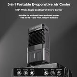 Evaporative Air Cooler for bedroom home office use, plastic housing in gray