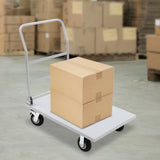 2000lbs Industrial Silver Flat Dolly Cart Heavy-Duty Iron Hand Truck