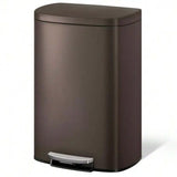 Stainless Steel Trash Can With Lid 13 Gallon Foot Pedal Soft Close Recycling Bin