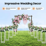 10Pcs Acrylic Vase Wedding Flower Stands Set, 23.6"H Clear Column Rack Geometric Display Stand