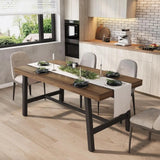 Rustic 63 Metal Frame Dining Table for 4-6, Seats Regular Counter or Dinner
