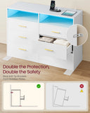 VASAGLE Custos Collection-Dresser for Bedroom w/ LED Lights&Power Strip