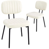 JHK Faux Leather Modern Dining Chairs Set of 2 Ergonomic Lumbar Support Foam Sponge Cushion Seat and Metal