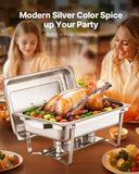 SucceBuy 8 Qt 4/6 Pack Chafing Dish Buffet Set Stainless Steel Chafer Rectangle Catering Warmer