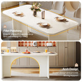 Tribesigns Modern White Dining Table for 4-6 People, 63" Large Rectangle Kitchen Table with Arch Design Legs,