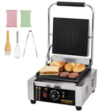 811 Commercial Panini Press Grill 1800W Stainless Steel Electric Countertop