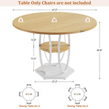 47-Inch Round Dining Table | 4–6 Seater Kitchen Table | Wooden Round Dining Table