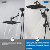 13'' High Pressure Rainfall Shower Head Combo, 5 Spray Modes, 10 Mode Handheld, All Metal 4-Way Diverter Arm