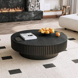 Round Wooden Coffee Table with Storage Shelf for Living Room Apartment