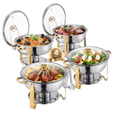 SucceBuy 5 Qt 2 4 Pack Round Chafing Dish Buffet Set Stainless Steel Chafer
