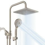 Dual Shower Head Combo 8'' High Pressure Rain/Rainfall Shower Head 6 Settings Adjustable Handhel