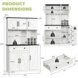 Dripex 71 Pantry Cabinet with Charging Station, Farmhouse Kitchen Pantry Storage Cabinet