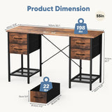 55 inch Computer Desk with Drawers, Home Office Table with 4 Fabric Drawers