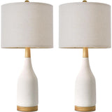 27" Ceramic Set of 2 Bedside Nightstand Lamp Large Farmhouse Rustic Boho