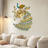 Luxury Peacock Large Wall Clock Metal Living Room 3D Wall Watch Home Decor